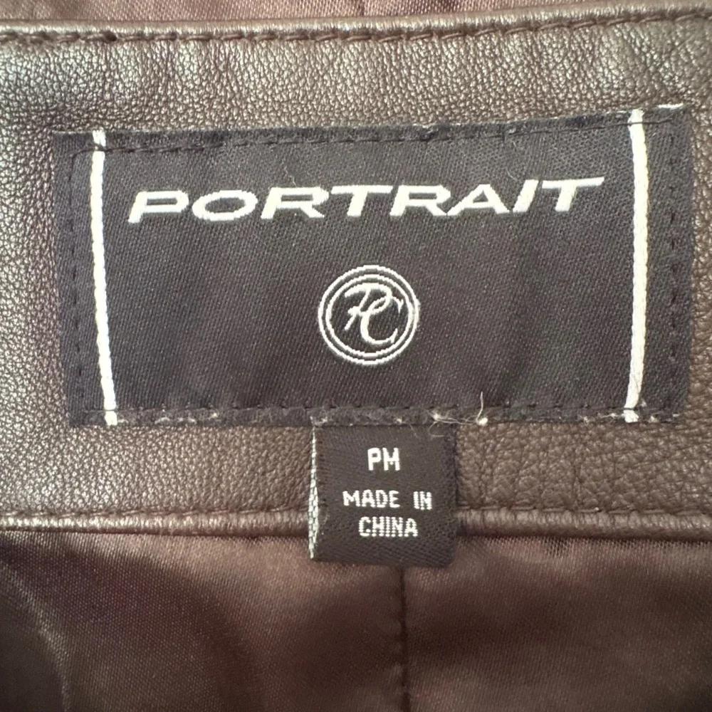 Portrait Vintage Chocolate Brown Leather Jacket Women's Size Medium Petite